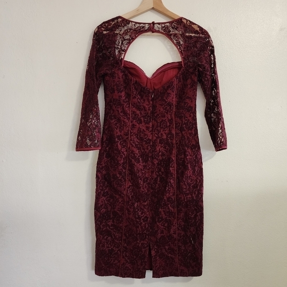NWT Aidan Mattox Red Burgundy Lace Dress Size 4 - Picture 9 of 14